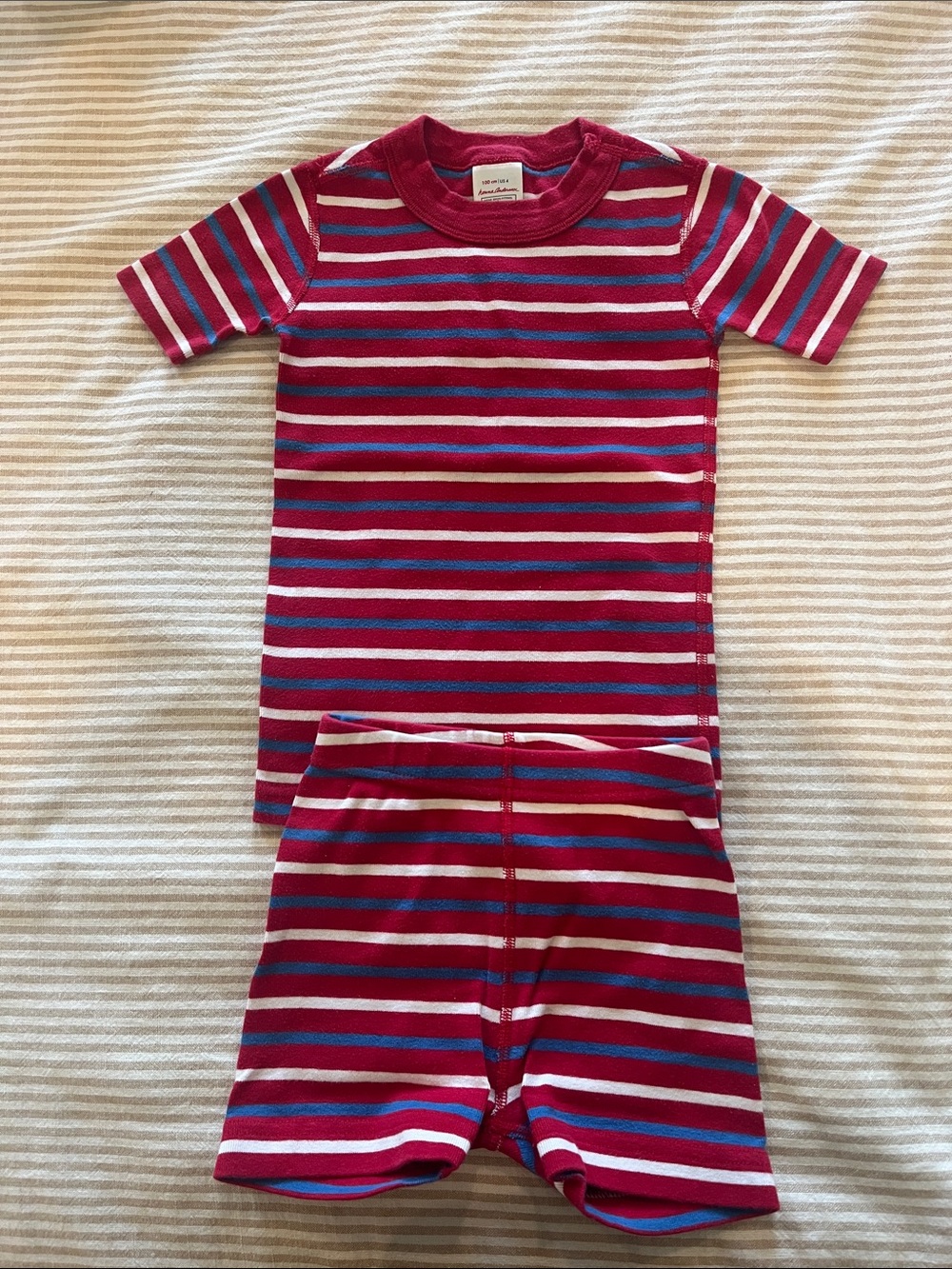 Hanna Andersson Red and Blue Striped Short Sleeve Pajama Set